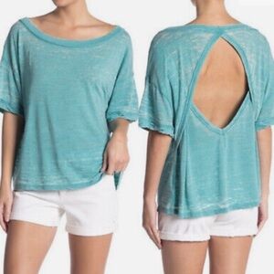 We the free NWT Free People Voila T shirt Top Open Back Burnout tunic Small